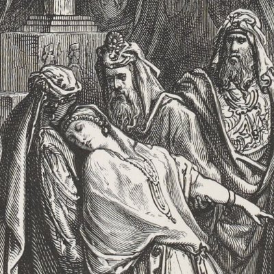 Evanouissement d'Esther (La Sainte Bible, Mame, 1866) - G. Doré