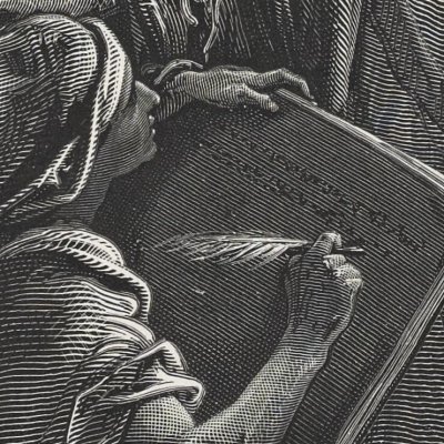 Jérémie dicte ses prophéties à Baruch (La Sainte Bible, Mame, 1866) - G. Doré