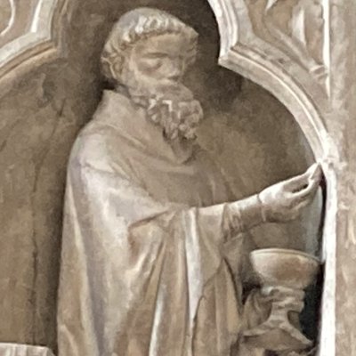 Melchisedech donnant le pain et le vin à Abraham, dit aussi La communion du chevalier (Cathédrale de Reims)