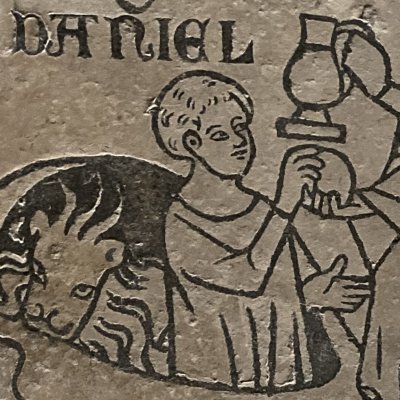 Habaquq nourrit Daniel dans la fosse aux lions (Reims, Dalles de Saint-Nicaise)