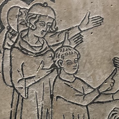 Shadrak, Meshak et Abed Nego devant Nabuchodonosor (Reims, Dalles de Saint-Nicaise)