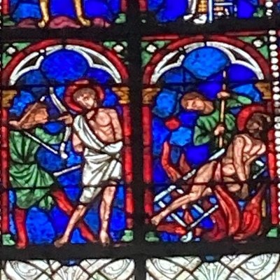 Saint Sébastien et saint Laurent (Cathédrale Saint-Étienne de Châlons, baie 25)