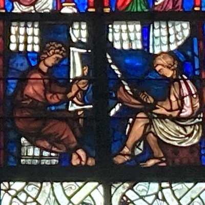 Travail des pelletiers (Cathédrale Saint-Étienne de Châlons, baie 37)