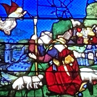 Verrière de la Vie de la Vierge. Annonce de la naissance de Marie (Châlons, église Notre-Dame en Vaux)