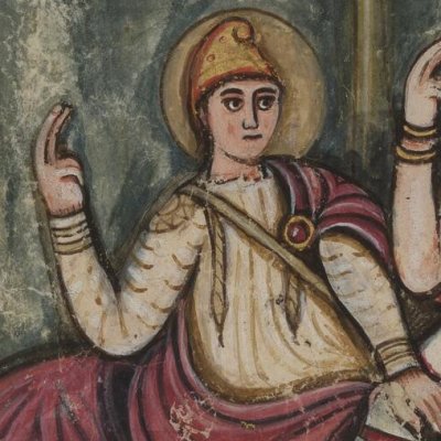 Le banquet de Didon (Énéide 1, Vergilius Romanus VatLat 3867, f100v)
