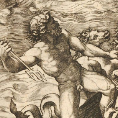 « Quos ego… », gravure complète avec les scènes adjacentes - Raimondi d'après Raphaël