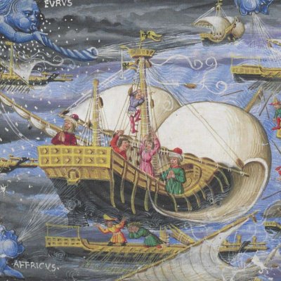 La tempête (Virgile, Énéide 1, Riccardiana Ms492, f63r)