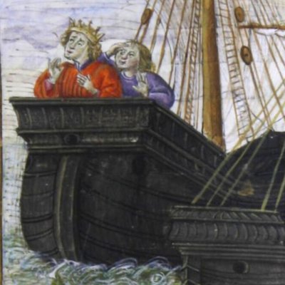 Énée quitte Carthage (Virgile, Énéide l4, Valence BH Ms 837, f127r)