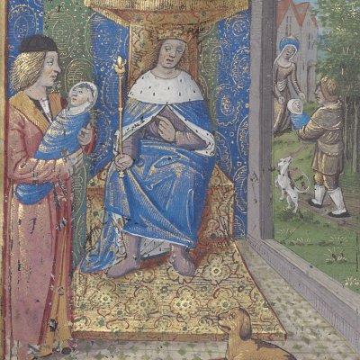La naissance de Cyrus (Mer des Hystoires, t.2, Velins-677)