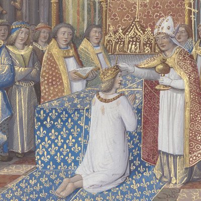 Sacre de Philippe VI de Valois et bataille de Cassel (Mer des Hystoires, t.2, Velins-677)