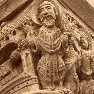 Annonce à Zacharie : Zacharie encense l'autel (Clermont-Ferrand, Notre-Dame du Port)