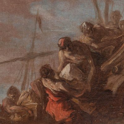 Déchargement en bord de Seine de marchandises en provenance de la Louisiane - Pellegrini