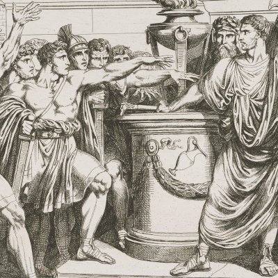Brutus et Tarquin Collatin jurant l'exil perpétuel des Tarquins (Istoria romana) - Bartolomeo Pinelli