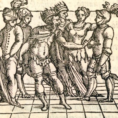 Lurcain accuse Guenièvre devant le roi d'Écosse (Roland furieux Perchacino 1567, ch5)