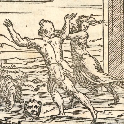 Victoire d'Astolphe sur les Amazones (Roland furieux Perchacino 1567, ch20)