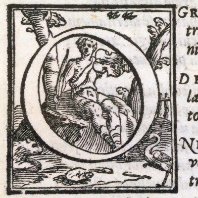 Lettre O historiée représentant Orphée (Roland furieux Perchacino 1567, ch25)