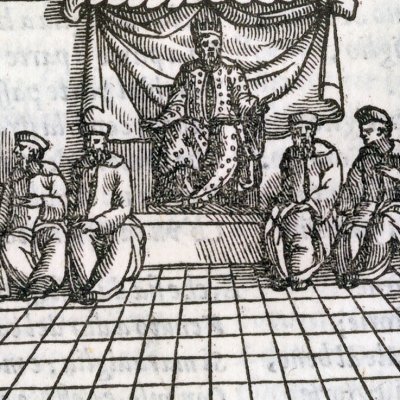 Charles publie que pour épouser Bradamante il faut la combattre (Roland furieux Perchacino 1567, ch45)