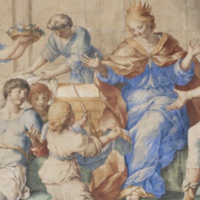 Cupidon déguisé en Ascagne offre à Didon les présents des Troyens - Romanelli