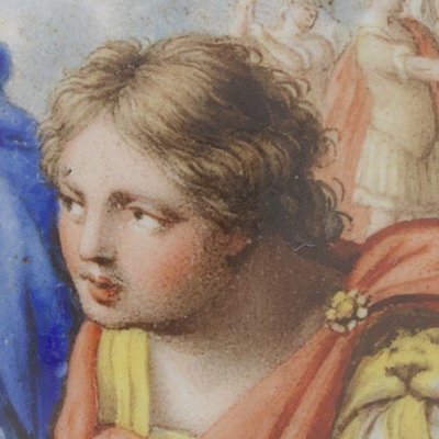 Cupidon déguisé en Ascagne enflamme Didon (montre en émail)