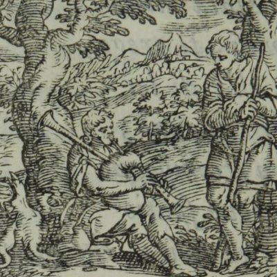 Berger écoutant un joueur de musette (Venise, Alde Manuce, 1590, acte III)