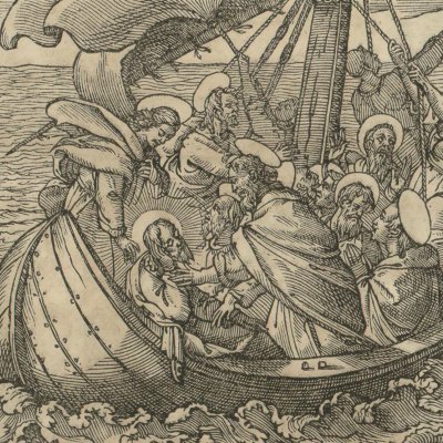 Jesus calms the storm on the Sea of Galilee (Raimondi's Arabic Gospels)