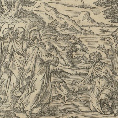 Jésus expulse les démons dans les porcs (Evangiles arabes de Raimondi)