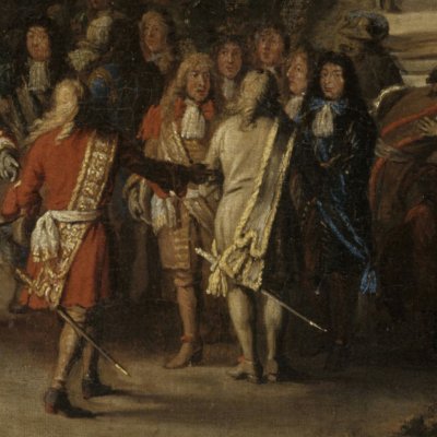 The Marquis de Seignelay and the Duc de Vivonne visit the galley Réale in the Marseille Arsenal, circa 1677 - JB de la Rose