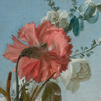 Roses, œillets et narcisses dans une corbeille posée sur un entablement - Jean-Jacques Bachelier