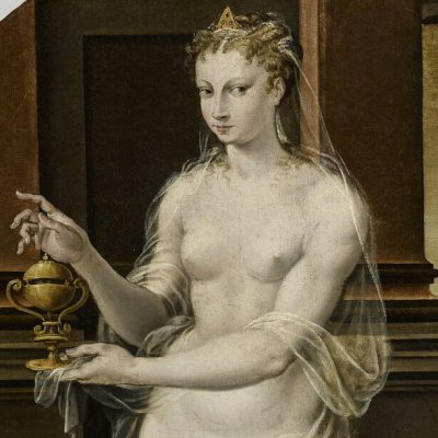La reine Artémise s'apprêtant à avaler les cendres de son époux Mausole - Nicolò dell'Abate