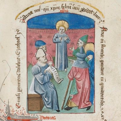 Le Christ devant les docteurs (Speculum humanae salvationis, Cambridge)