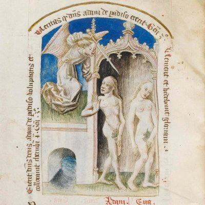 L'expulsion du Paradis (Speculum humanae salvationis, Cambridge)