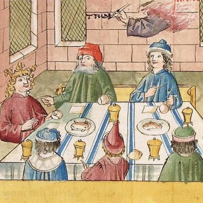 Le festin de Balthasar (Bible de Heidelberg, Cod. Pal. Germ. 18)