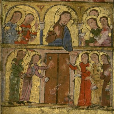 Les Vierges folles et les vierges sages (Évangéliaire copte-arabe de Fels, fol 13r)