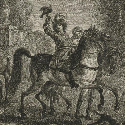 Départ pour la chasse au vol - Moyreau d'après Wouwerman