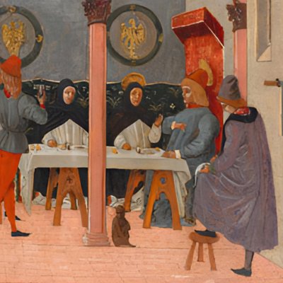 Repas de Thomas d'Aquin à la table de Saint Louis (scènes de la vie de Thomas d’Aquin) - B. degli Erri