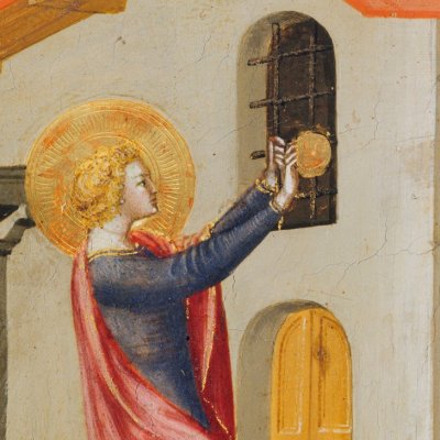 Saint Nicolas fournit la dot des trois filles de son voisin (Miracles de saint Nicolas du Bari) - Bicci di Lorenzo