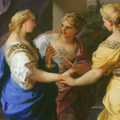 Les sœurs de Psyché lui offrent une lampe et un poignard (Histoire de Cupidon et de Psyché, 7) - Luca Giordano