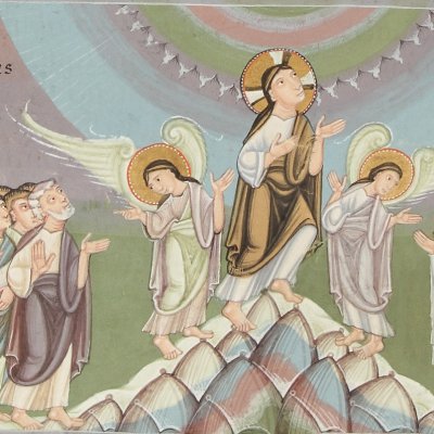 L'ascension (Évangéliaire d’Henri III, Escorial, Vitrinas 17, F84v)