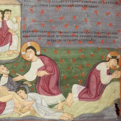 La prière au jardin des oliviers (Évangéliaire d’Henri III, Escorial, Vitrinas 17, F52v)