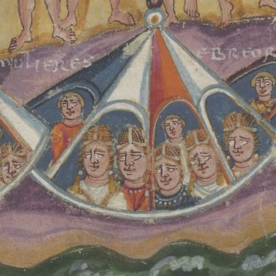 Traversée de la mer rouge (Pentateuque Ashburnham, F68r)