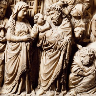 Présentation au temple et fuite en Egypte (Chaire du Duomo de Sienne) - Nicola Pisano