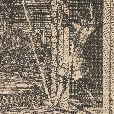Le tonnerre tombe aux pieds d'un Déiste (Robinson Crusoé, trad. hollandaise, 1721)