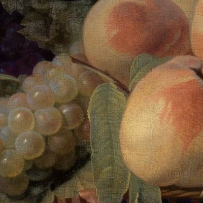 Corbeille de pêches et de raisin - Picart