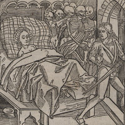 Visite des morts à la jeune fille endormie (Der Ritter von Thurn, 1493) - Dürer
