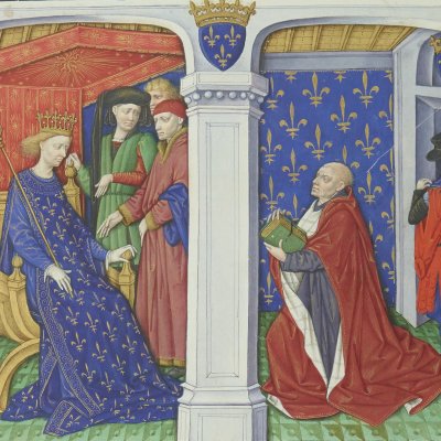 Dédicace du livre au roi de France Charles V (Barthélémy l’Anglois, Bnf Fr135, F29)
