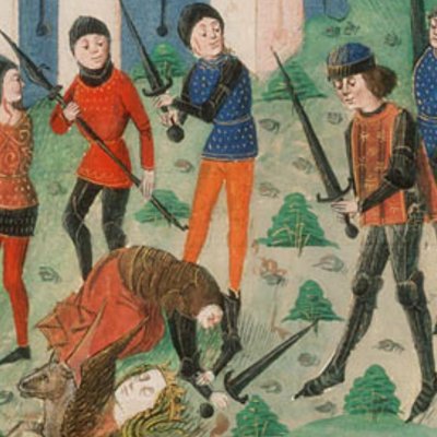 Persée tue Méduse (R. Lefèvre, Histoires de Troyes, F56v)