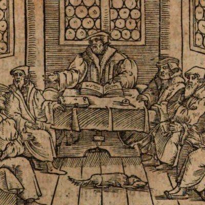 La dispute de Leipzig, 1519 (Rabus, Historien…, t4, Strasbourg, 1556)