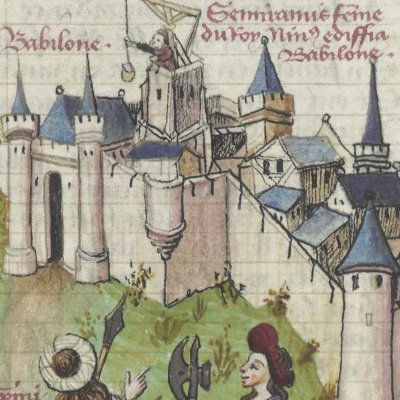Sémiramis construisant Babylone (Le Champion des Dames, Bnf Fr 12476, F98v)