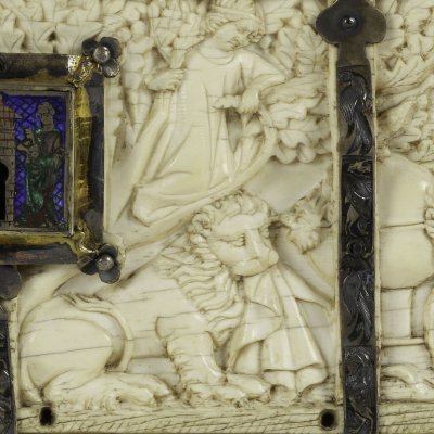 Histoires d'Aristote. Pyrame et Thisbé (Coffret en ivoire de la reine Hedwige de Pologne, avant)