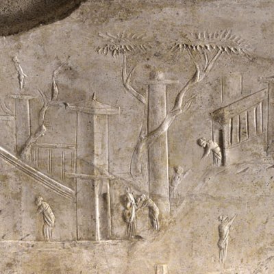 Paysage d'idylle avec une colonne (Décor en stuc d'une maison sous la Villa Farnesina)